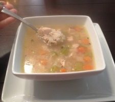 Soupe au riz et poulet