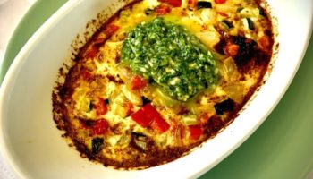 Baked Eggs with Basil Pesto