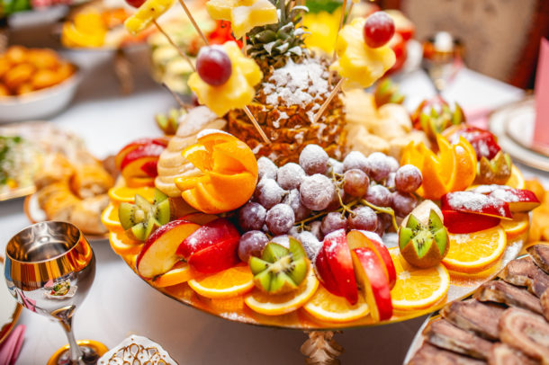 holiday plate with fruit on the table