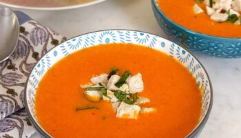 Red Bell Pepper Soup With Basil Chicken 
